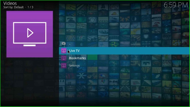 Tap on Live TV option