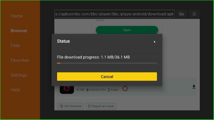 BBC iPlayer file downloading is in process