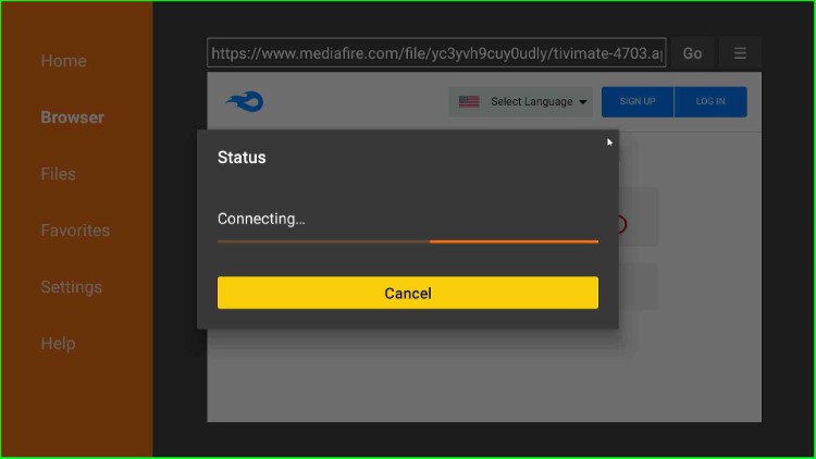 Wait for TiviMate file downloading process