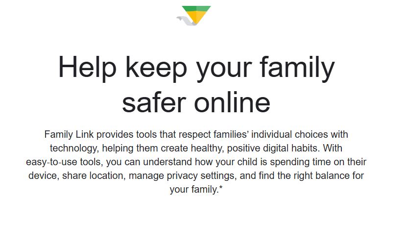 Google family link dashboard showing content filtering and screen time limits